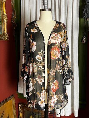 Black floral flowy Cover up
